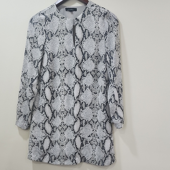 Snakeskin Print Olivaceous Black and White Dres Mini - Picture 7 of 11